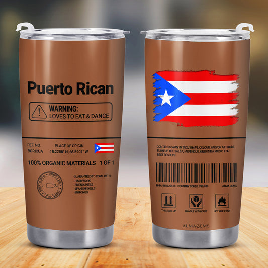 Datos nutricionales de Puerto Rico - Vaso de acero inoxidable personalizado de 20 oz y 30 oz - LA037_TB