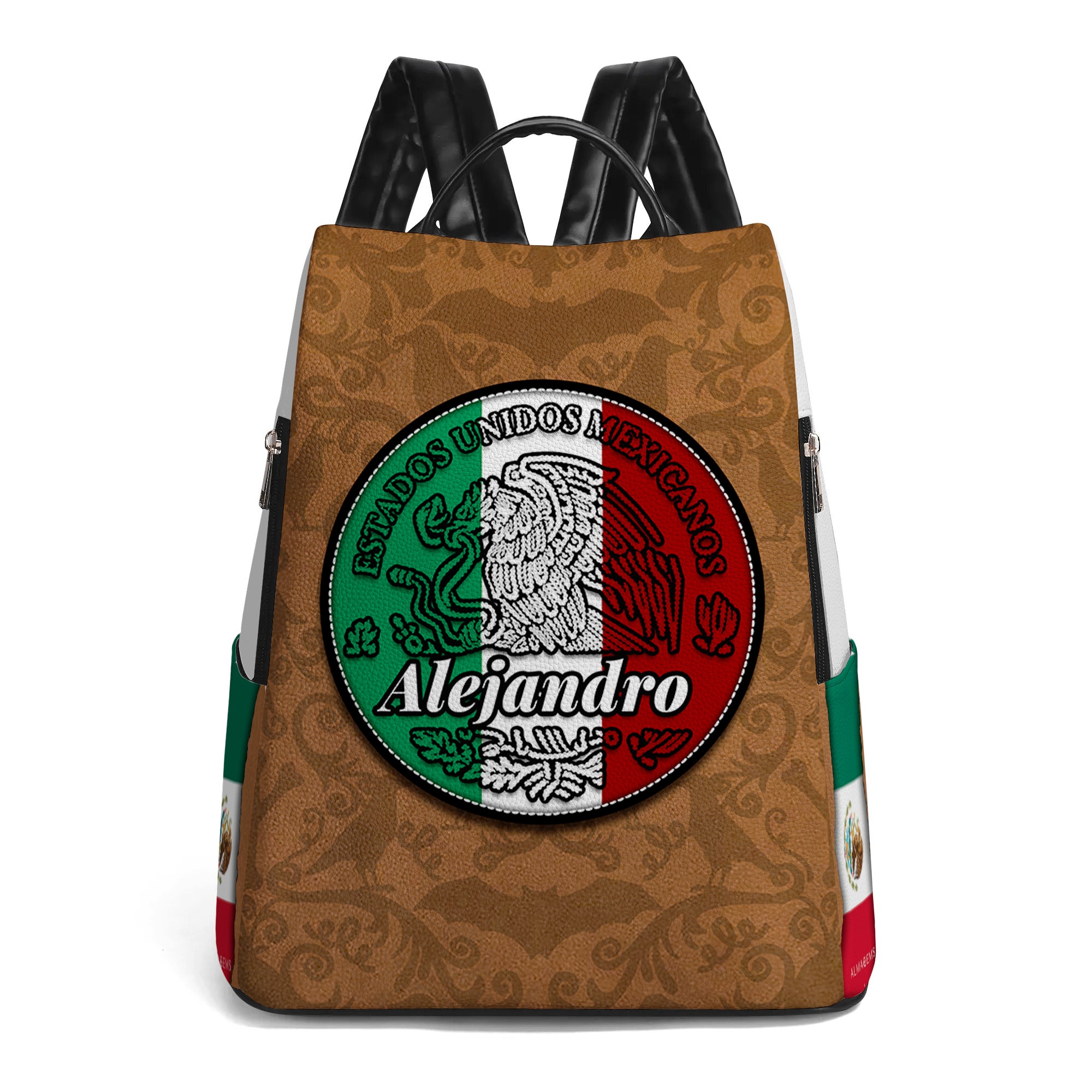 custom printed leather backpacks Estados Unidos Mexicanos - Mexican Heritage Personalized Custom Leather Backpack, All Over Print Backpack