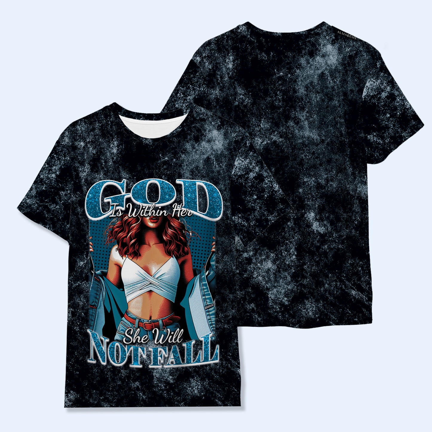 Dios está dentro de ella y no caerá - Camiseta unisex personalizada con estampado completo - DG004_3T