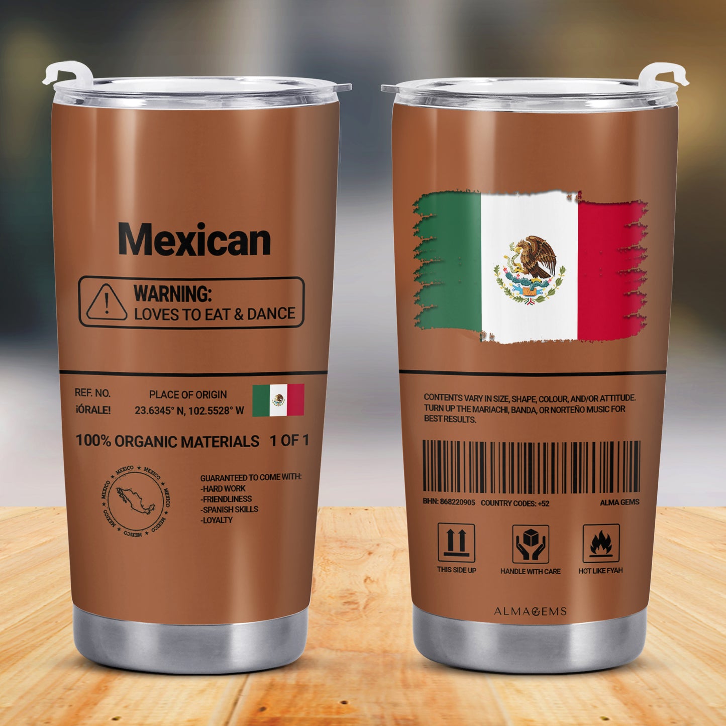 Mexican Nutrition Facts - Personalized Custom Stainless Steel Tumbler 20oz 30oz - ME055_TB