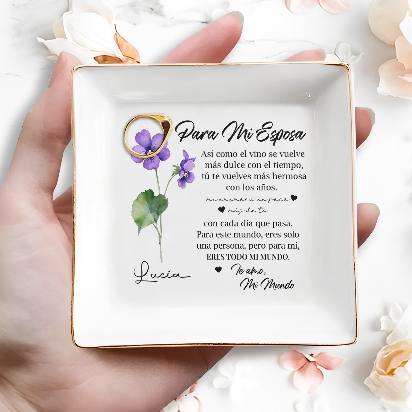 Para Mi Esposa - Personalized Custom Jewelry Dish - FM094_SCRD