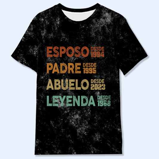 ESPOSO. CAPELLÁN. ABUELO. LEYENDA - Camiseta personalizada unisex con estampado integral - FM011_3T