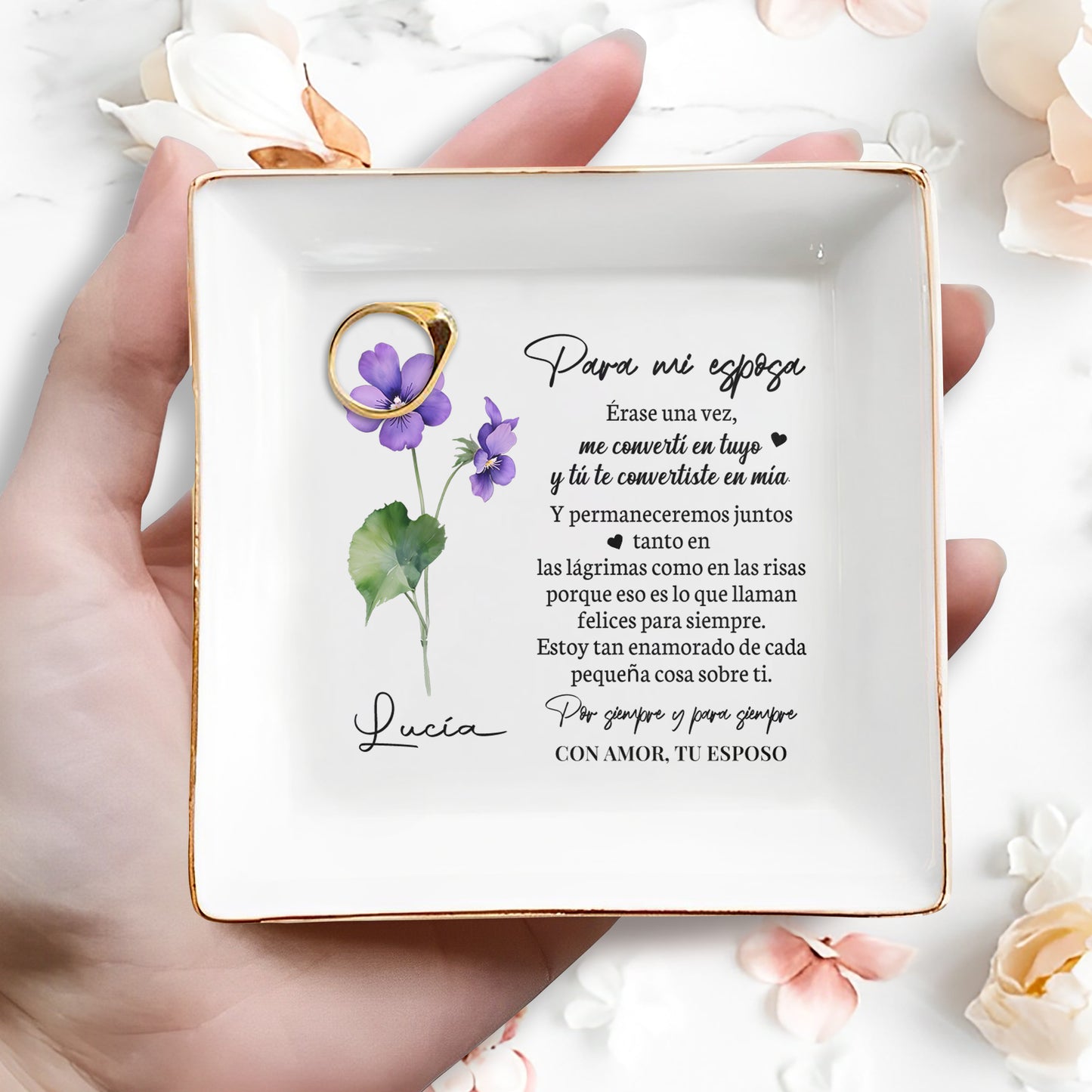 Para Mi Esposa - Personalized Custom Jewelry Dish - FM096_SCRD