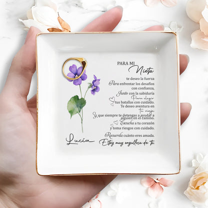 Para mi Nieta - Personalized Custom Jewelry Dish - FM093_SCRD