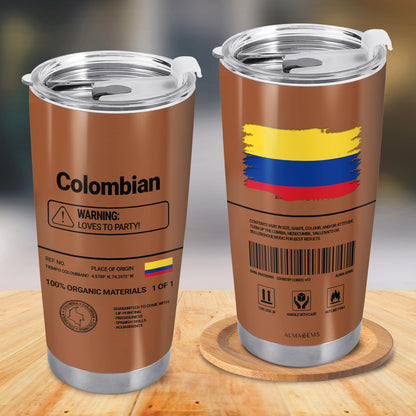 Información nutricional de Colombia - Vaso de acero inoxidable personalizado de 20 oz y 30 oz - HS061_TB