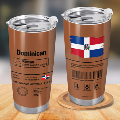 Dominican Nutrition Facts - Personalized Custom Stainless Steel Tumbler 20oz 30oz - HS060_TB