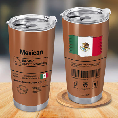 Mexican Nutrition Facts - Personalized Custom Stainless Steel Tumbler 20oz 30oz - ME055_TB