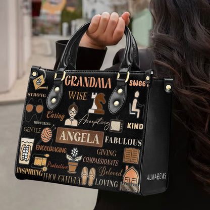 Grandma. Abuela - Personalized Custom Leather Handbag - FM037_HB