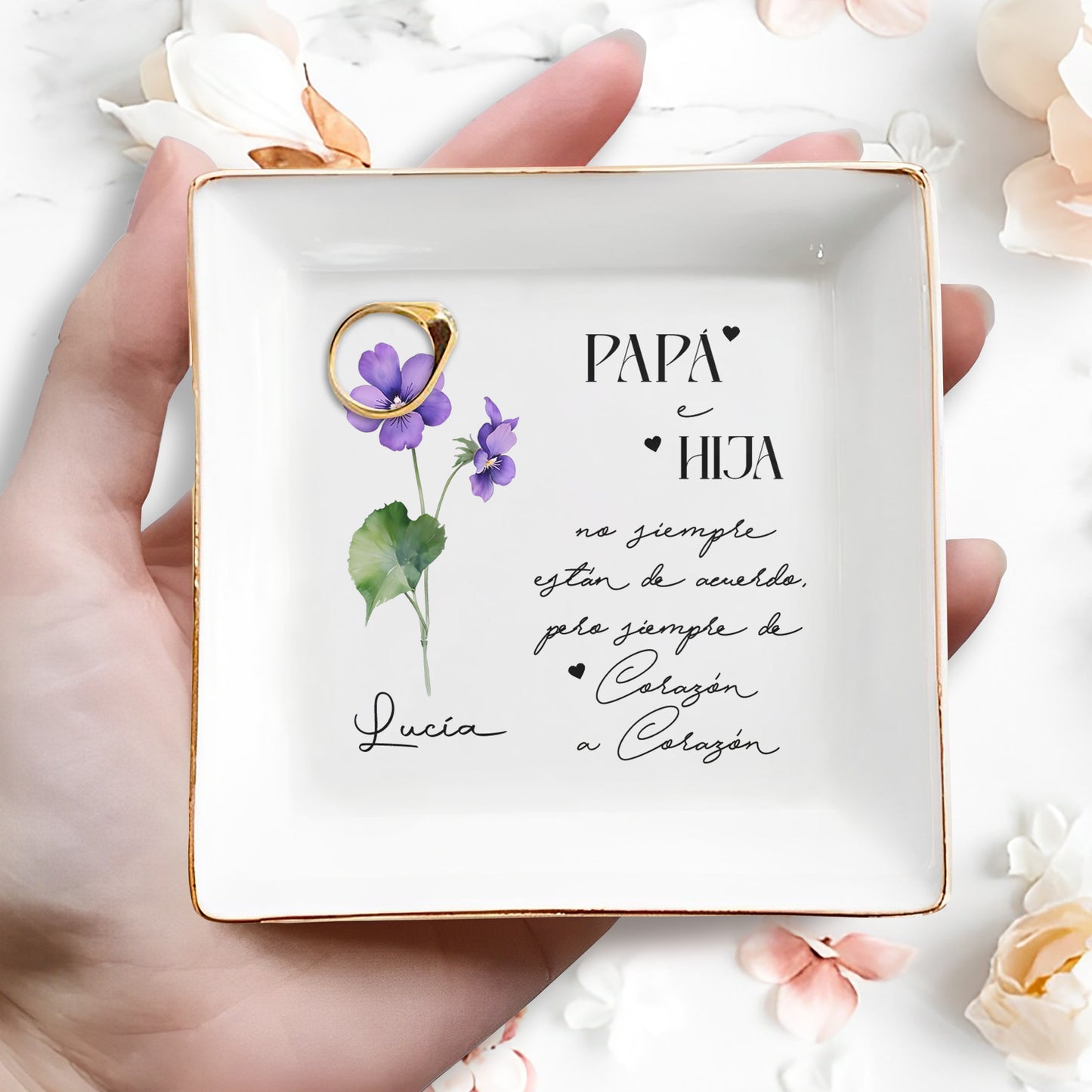 Papá E Hija - Personalized Custom Jewelry Dish - FM100_SCRD