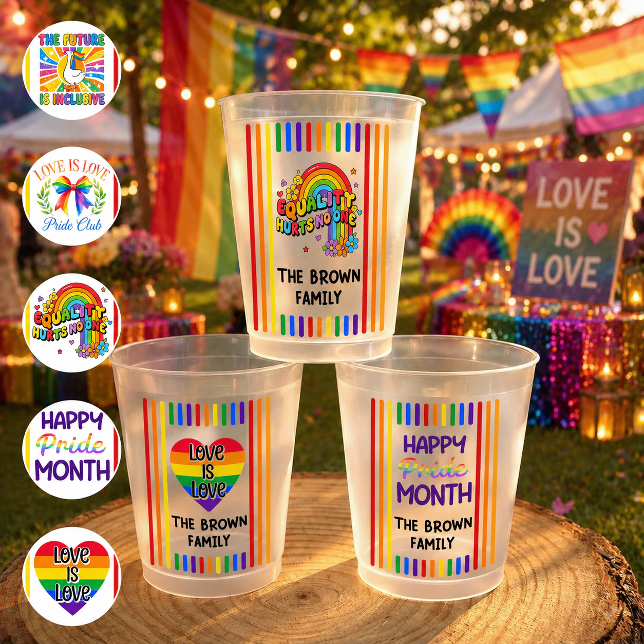 Happy Pride Month The Family Rainbow Stripes Personalized Design - Personalized Frosted Cups - LPRIDE002_FCUP