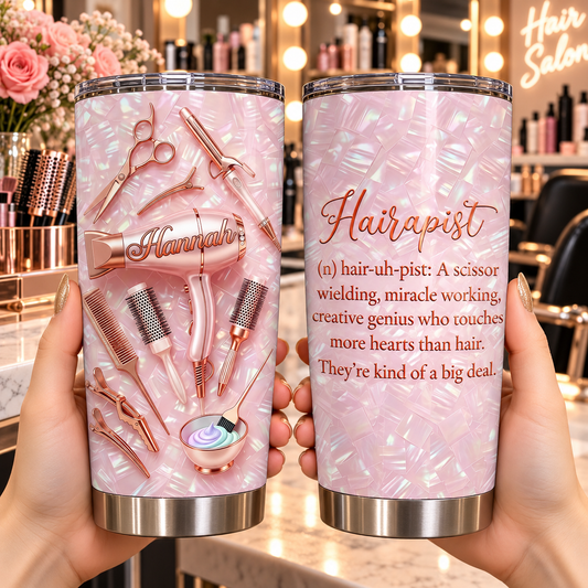 Hairapist Definition With Salon Tools Mother Of Pearl Mosaic - Personalized Custom Stainless Steel Tumbler 20oz - HAIR095_USTUM