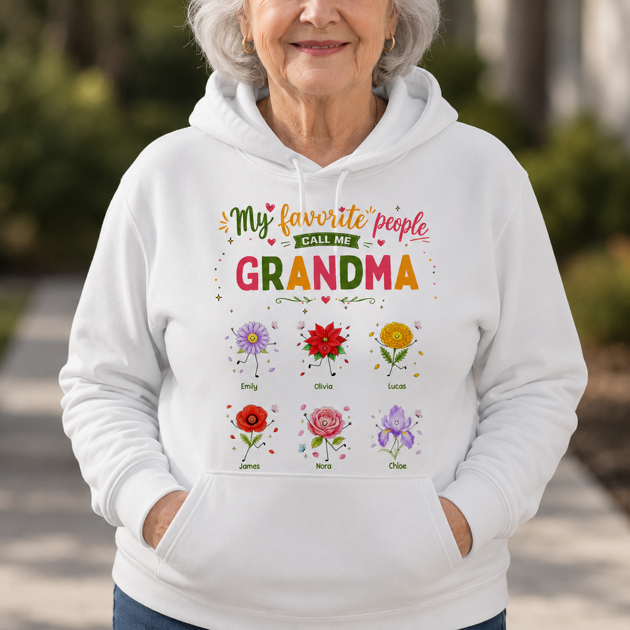 My Favorite People Call Me Grandma Dancing Birth Month Flowers Garden - Personalized Custom Unisex T-shirt, Hoodie - GRM150_WBAS