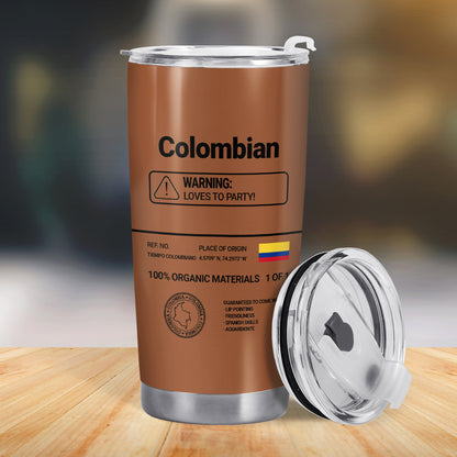 Información nutricional de Colombia - Vaso de acero inoxidable personalizado de 20 oz y 30 oz - HS061_TB