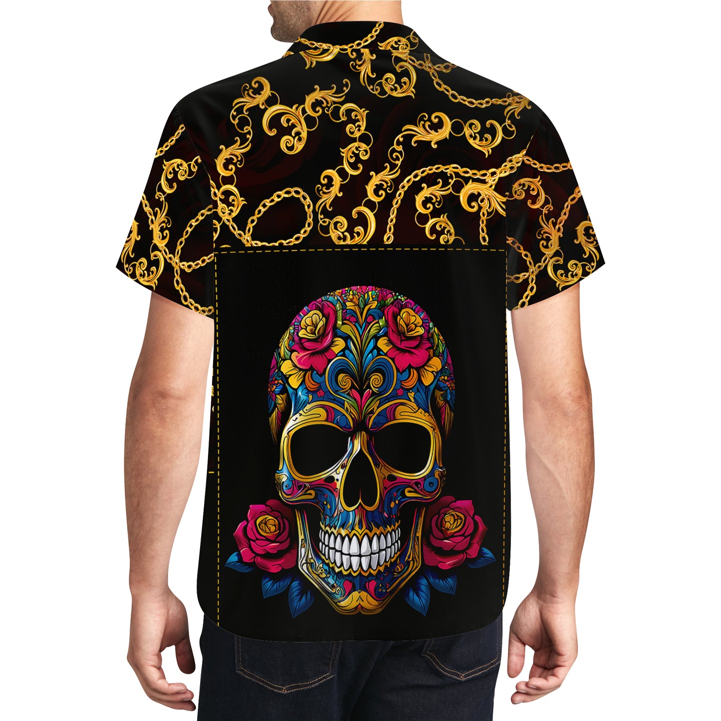 Elegantes cadenas de calaveras: camisa hawaiana unisex personalizada - ME011_HW