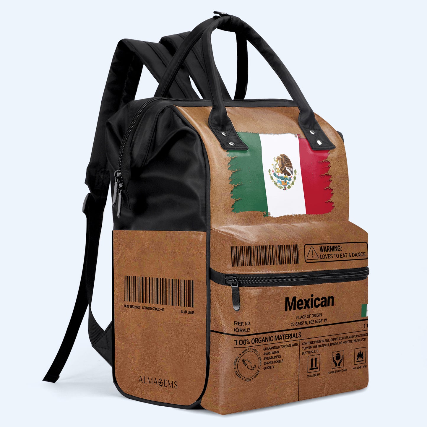 Mexican Nutrition Facts - Personalized Custom Duckbilled Travel Backpack - ME055_DKB