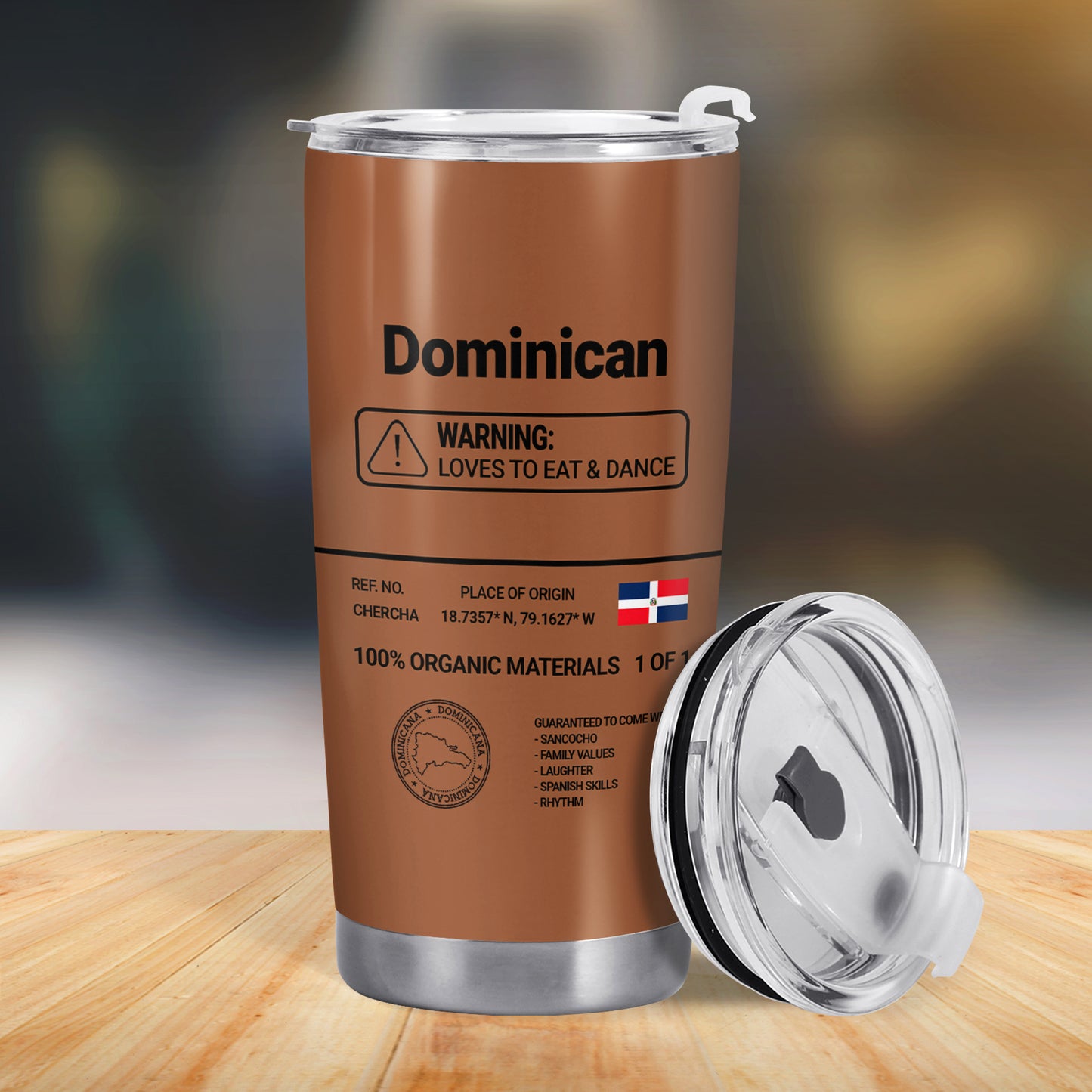 Datos nutricionales de la República Dominicana - Vaso de acero inoxidable personalizado de 20 oz y 30 oz - HS060_TB