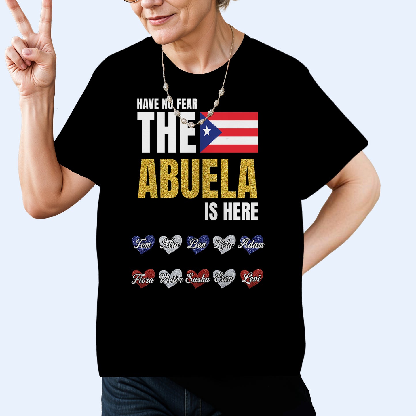 No temas, la abuela está aquí: camiseta unisex personalizada con estampado completo - HS051_3T