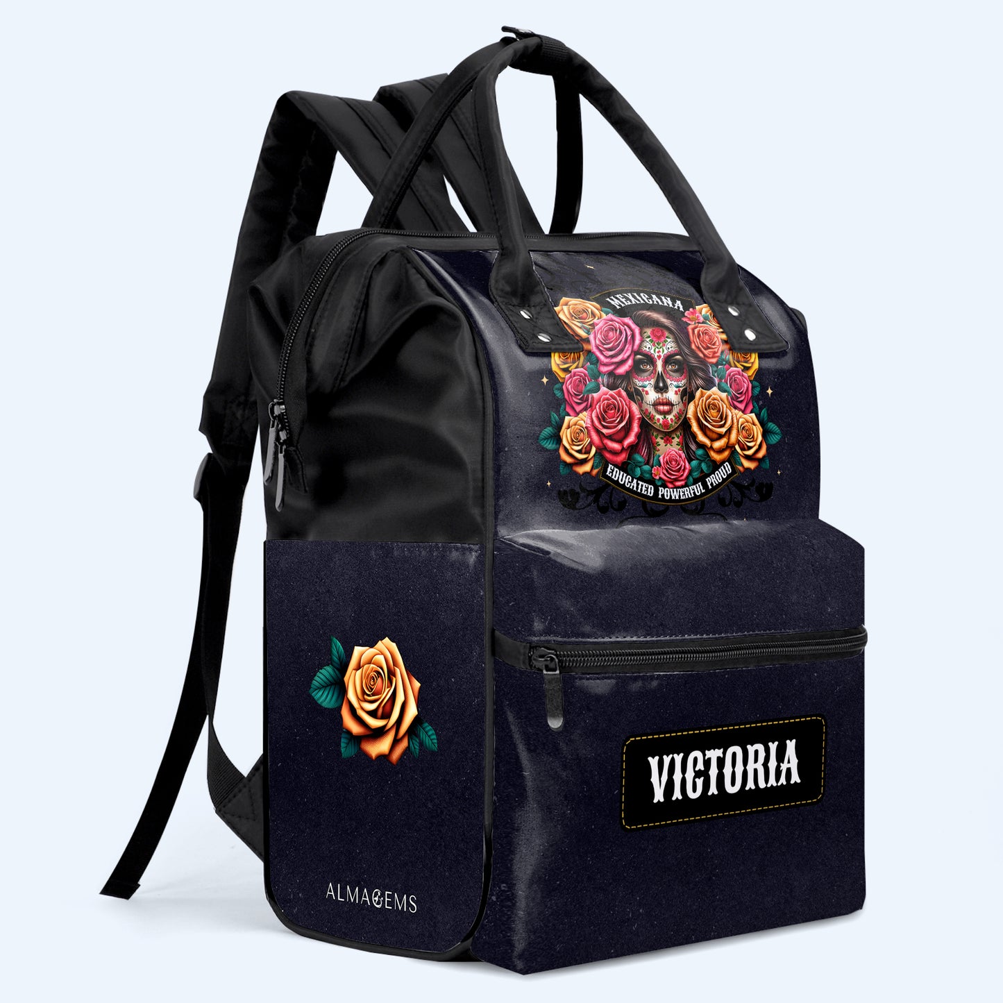 La niña y las rosas - Mochila de viaje personalizada con diseño de pico de pato - ME010_DKB