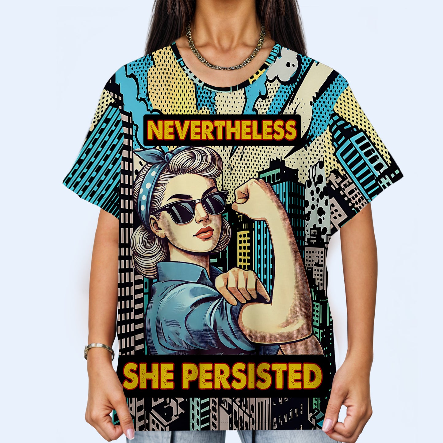 Sin embargo, ella persistió: camiseta unisex personalizada con estampado completo - DG023_3T