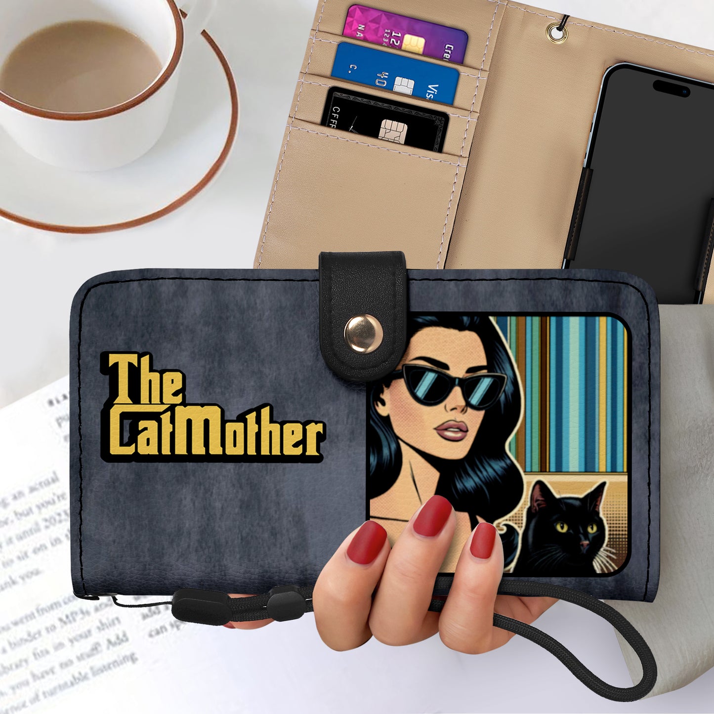 Special Custom Pet Art and Text - Bespoke Phone Leather Wallet - QCUSTOM09PW