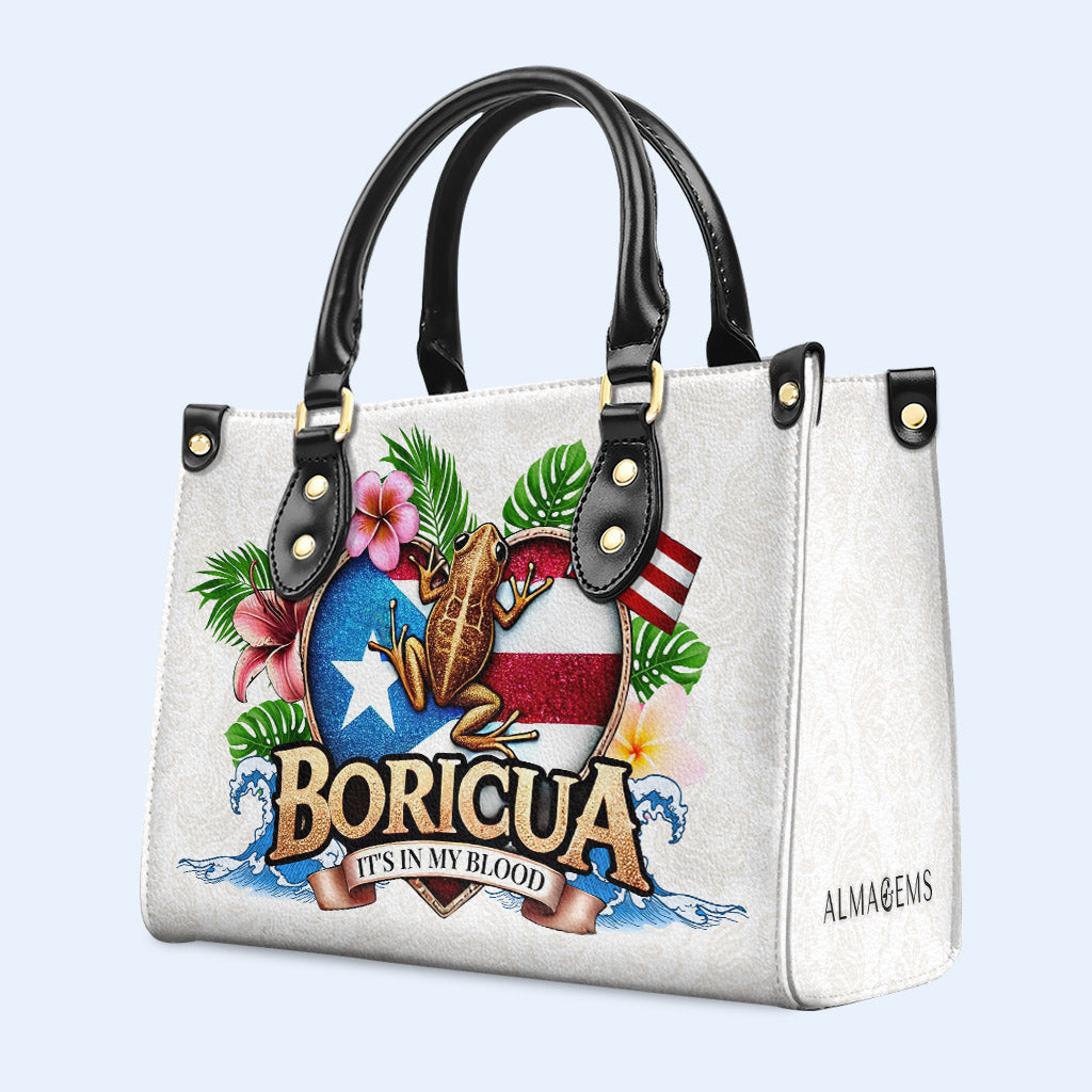 BORICUA. LO LLEVO EN LA SANGRE - Bolso de Cuero Personalizado - LA023_HB