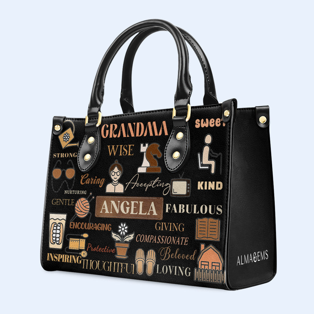 Abuela. Bolso de mano de piel personalizado - FM037_HB