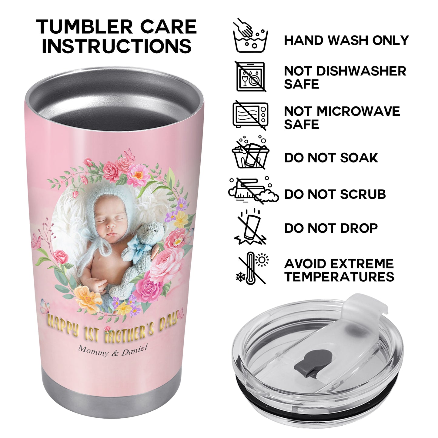 First Mother Day - Personalized Custom Stainless Steel Tumbler 20oz 30oz - TB_FM15