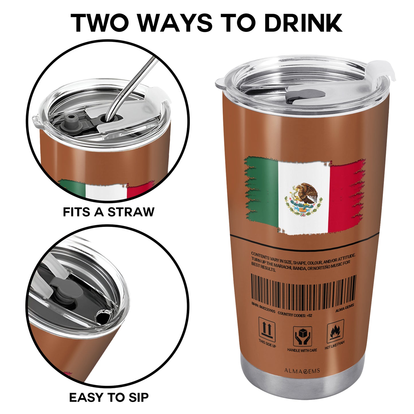 Mexican Nutrition Facts - Personalized Custom Stainless Steel Tumbler 20oz 30oz - ME055_TB