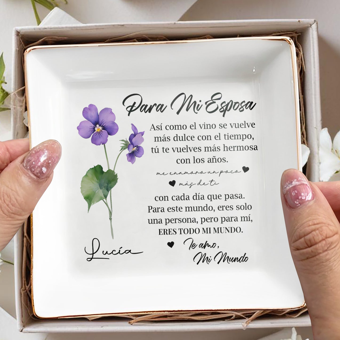 Para Mi Esposa - Personalized Custom Jewelry Dish - FM094_SCRD