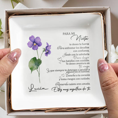 Para mi Nieta - Personalized Custom Jewelry Dish - FM093_SCRD