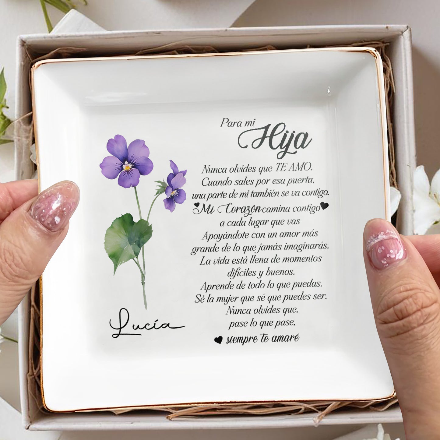 Para Mi Hija - Personalized Custom Jewelry Dish - FM092_SCRD