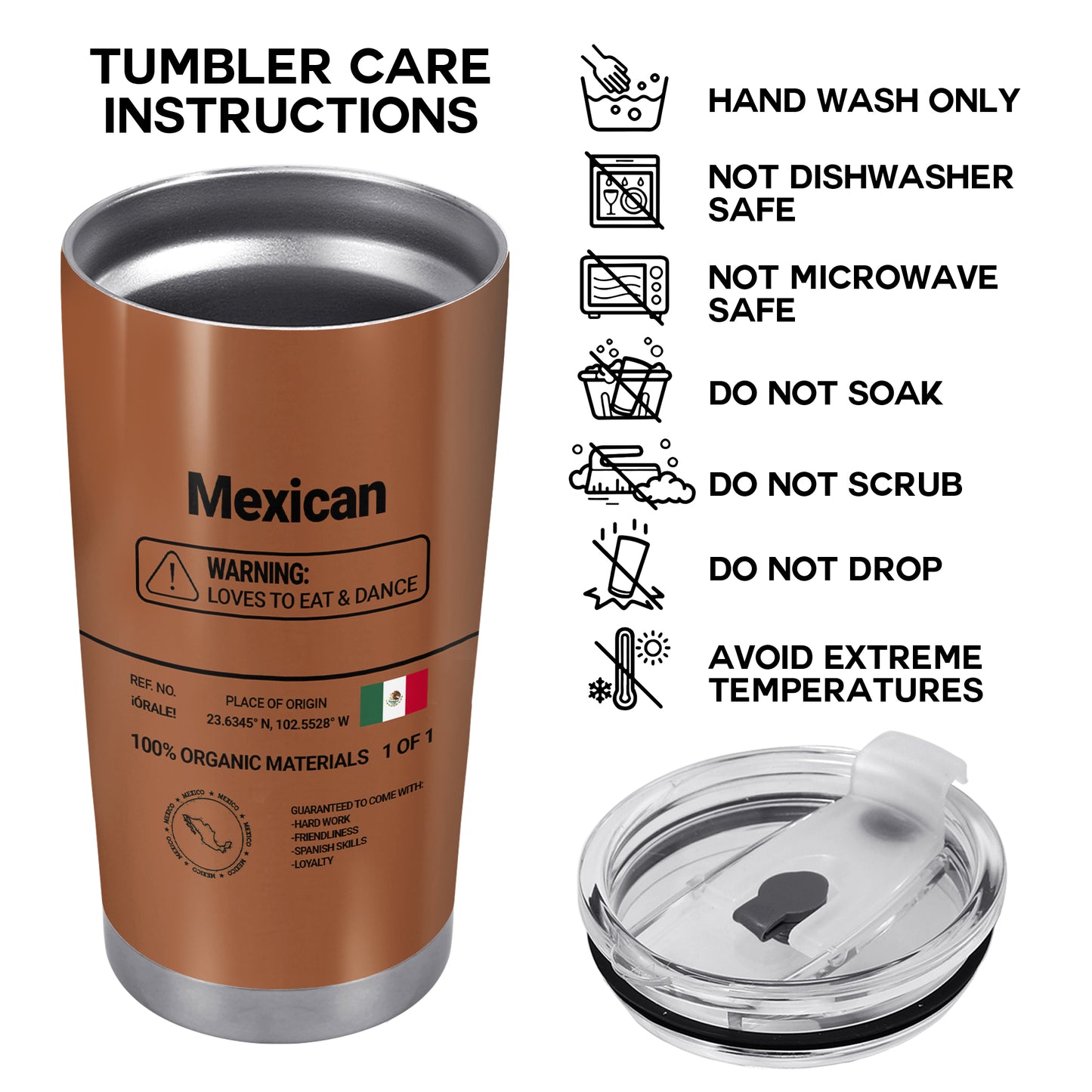 Mexican Nutrition Facts - Personalized Custom Stainless Steel Tumbler 20oz 30oz - ME055_TB