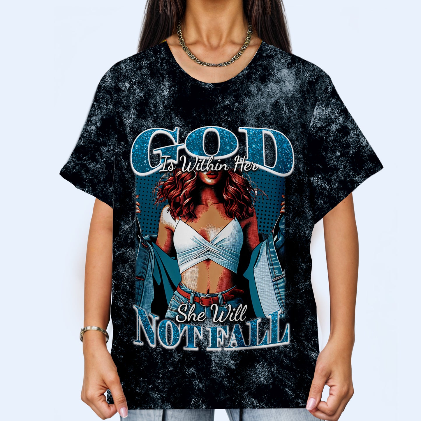 Dios está dentro de ella y no caerá - Camiseta unisex personalizada con estampado completo - DG004_3T