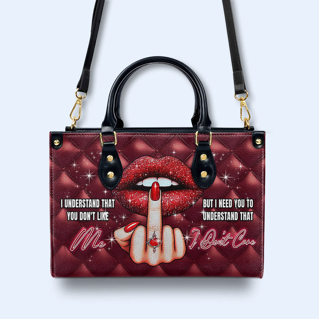 I Don't Care - Personalized Custom Leather Handbag - DG046_HB