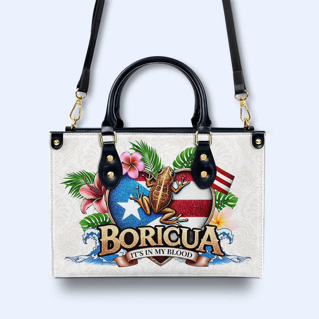 BORICUA. LO LLEVO EN LA SANGRE - Bolso de Cuero Personalizado - LA023_HB