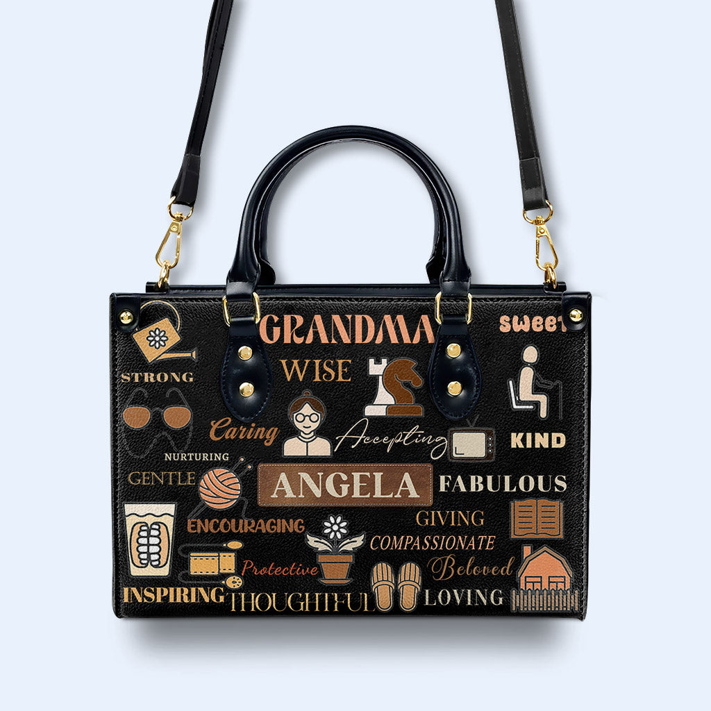 Abuela. Bolso de mano de piel personalizado - FM037_HB