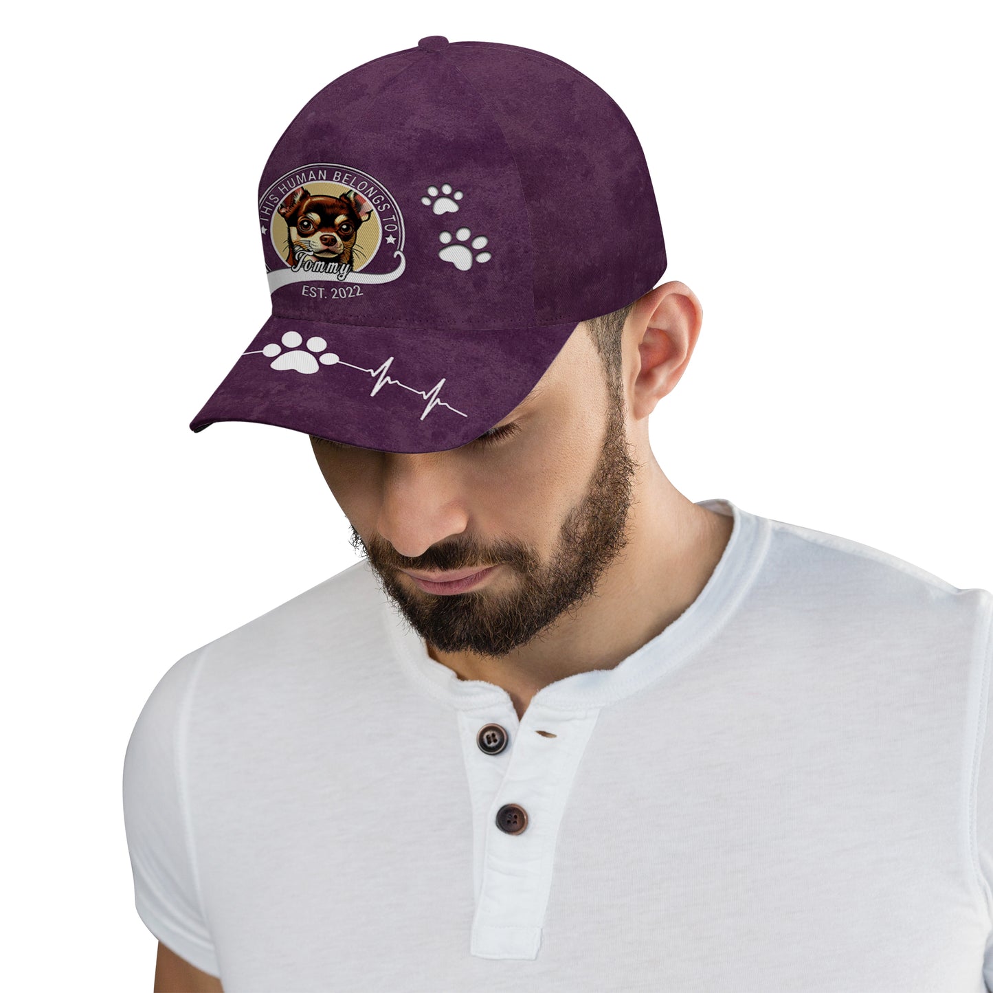 Este humano pertenece a: gorra de béisbol personalizada especial, gorra de béisbol con estampado completo - PET002_BAC