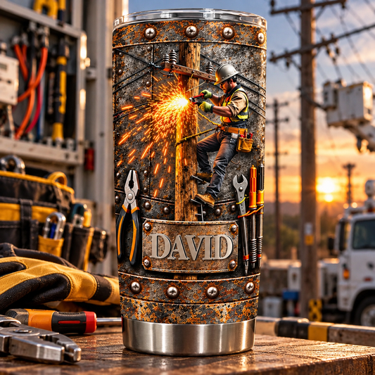 Dedicated Lineman Working Hard Industrial Metal And Tools Design - Personalized Custom Stainless Steel Tumbler 20oz - JBS488_USTUM