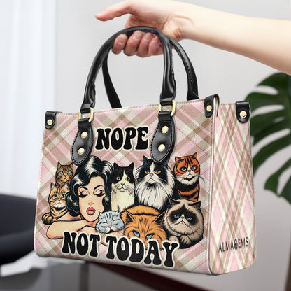 Nope. Not Today - Bespoke Leather Handbag For Cat Lovers - LL20