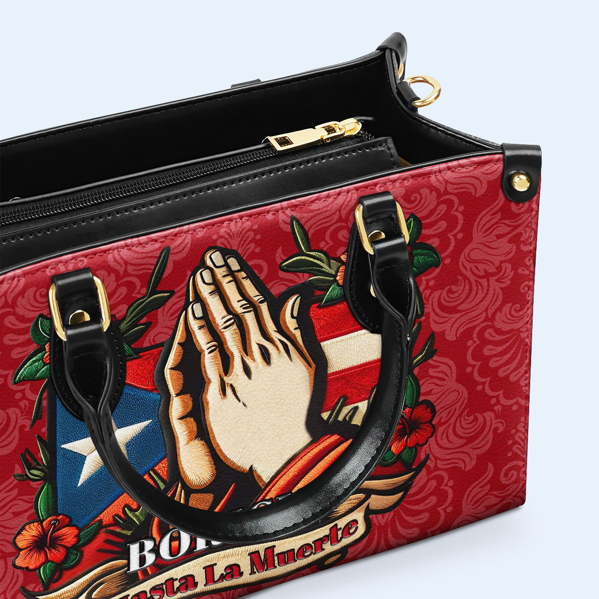 Boricua. Hasta La Muerte - Bolso de Cuero Personalizado - HS019_HB