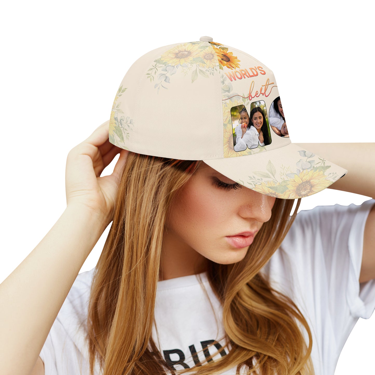 La mejor mamá del mundo: gorra de béisbol personalizada con estampado completo - FM009_BAC