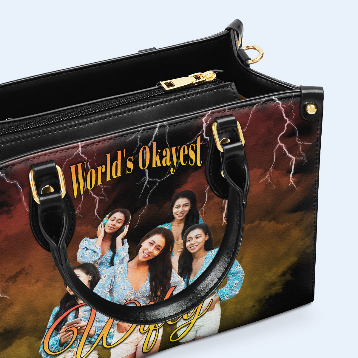 World's Okayest ... - Personalized Custom Leather Handbag - FM017_HB