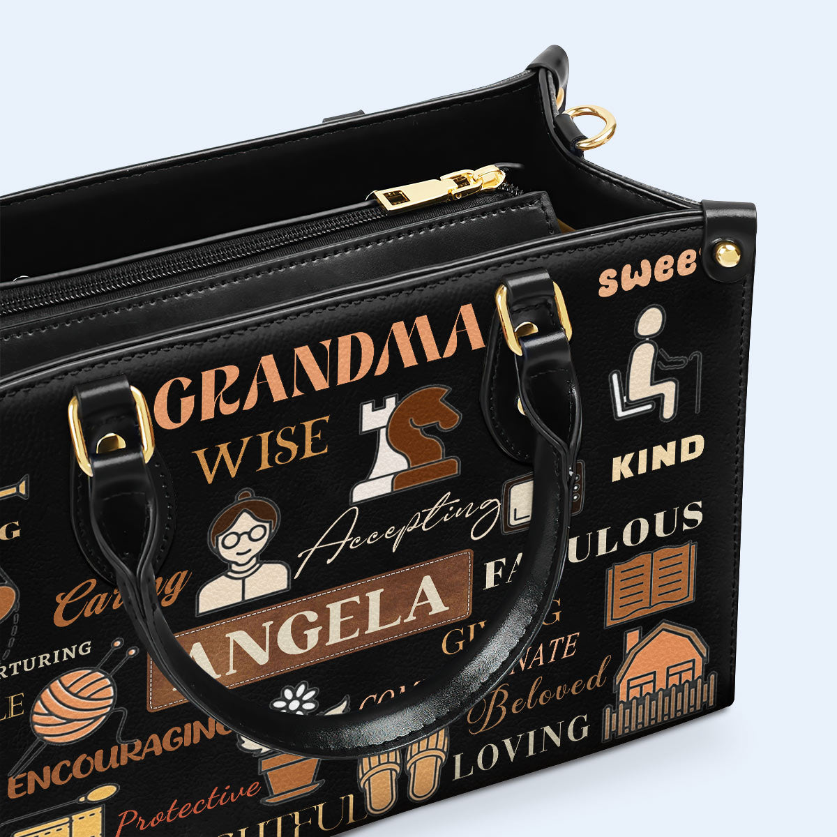 Grandma. Abuela - Personalized Custom Leather Handbag - FM037_HB