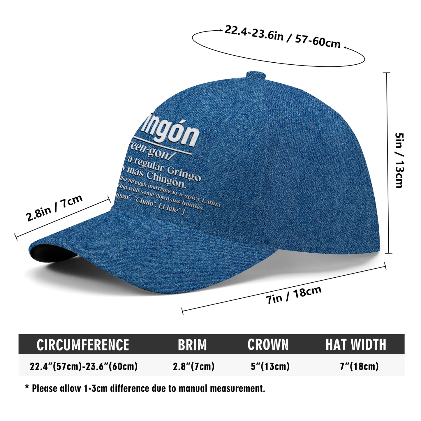 Gringón - Gorra personalizada personalizada, gorra de béisbol con estampado completo - HS058_BAC