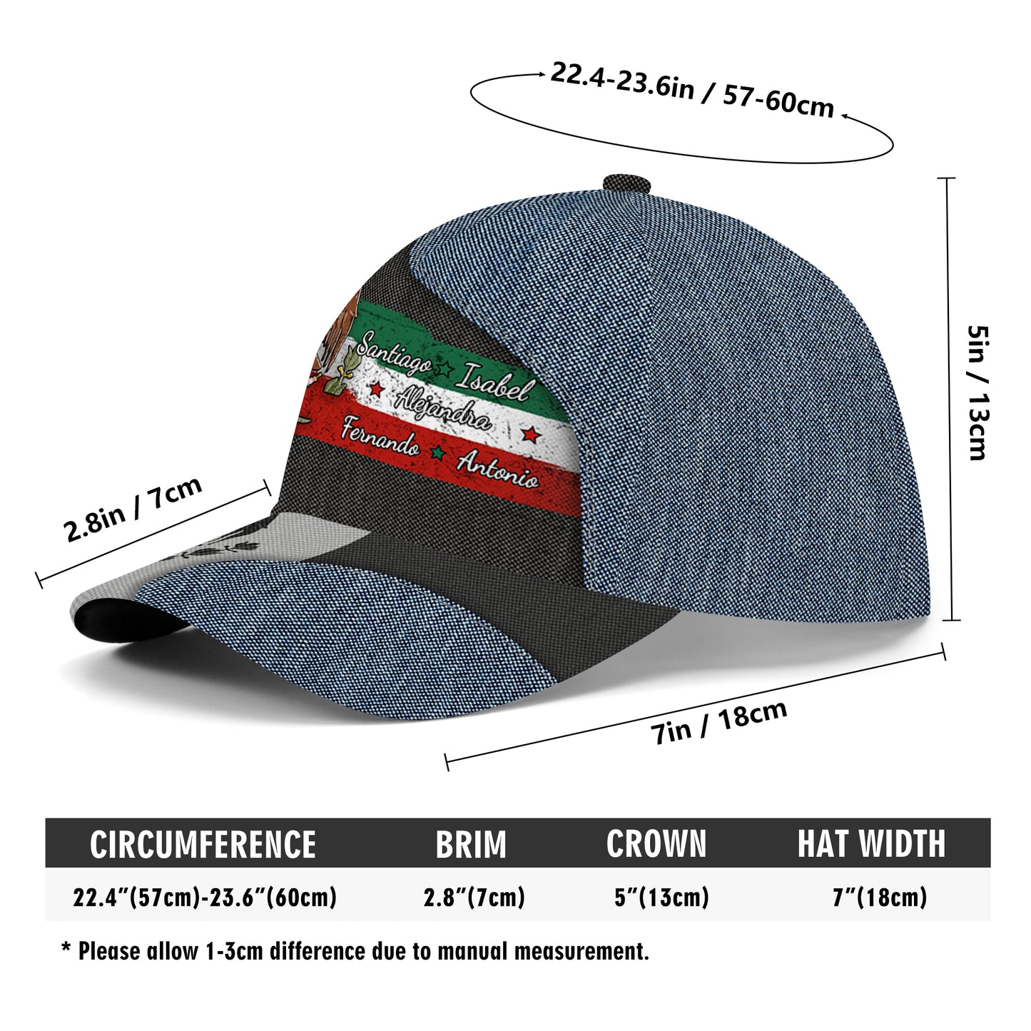 Orgulloso de ser mexicano - Gorra personalizada con estampado completo - ME056_BAC