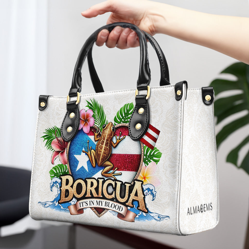 BORICUA. LO LLEVO EN LA SANGRE - Bolso de Cuero Personalizado - LA023_HB