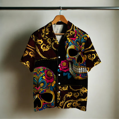 Elegantes cadenas de calaveras: camisa hawaiana unisex personalizada - ME011_HW