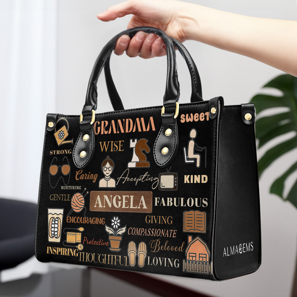 Grandma. Abuela - Personalized Custom Leather Handbag - FM037_HB