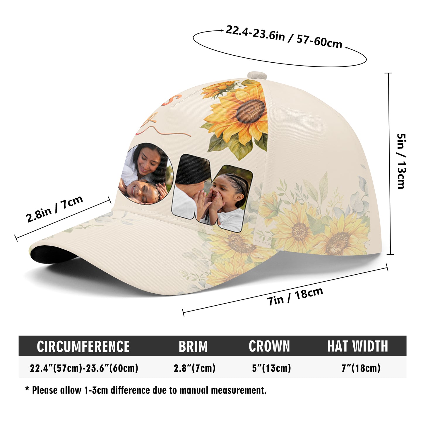 La mejor mamá del mundo: gorra de béisbol personalizada con estampado completo - FM009_BAC