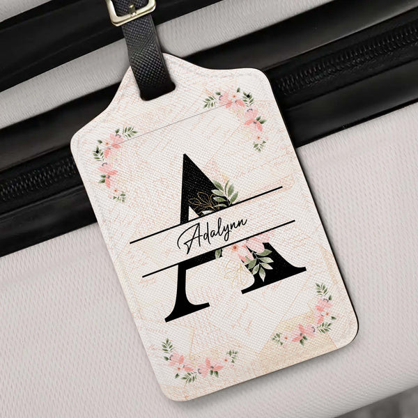 Chic Floral Initial Personalized Luggage Tag